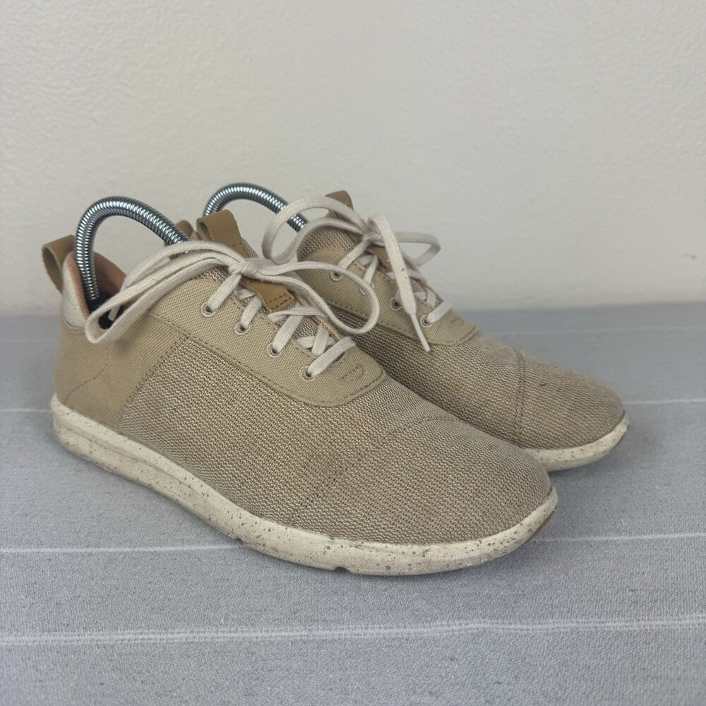 Toms Cabrillo Lace Up Sneakers Natural Heritage Canvas Textured Twill Tan 8.5